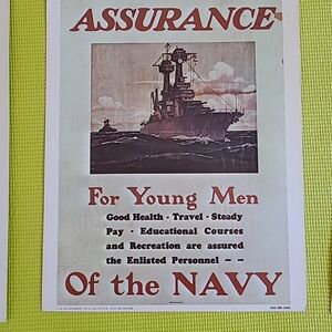 AUTHENTIC 1974 Vintage US Navy Recruiting Cardboard Poster RAD 14x11